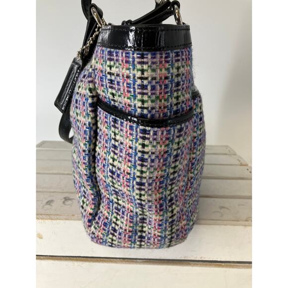 COACH F17699 MULTI COLOR TWEED, PATTON LEATHER SHOULDER BAG - Picture 5 of 16